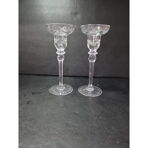 Rogaska Gallia Crystal Candle Sticks, 8" Tall Pair, Elegant Decor, Set of 2
